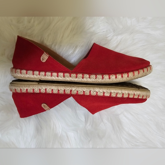 FUN VERBENAS Made In Spain, Suede Carmen Flat Espadrilles, Red - Picture 11 of 14